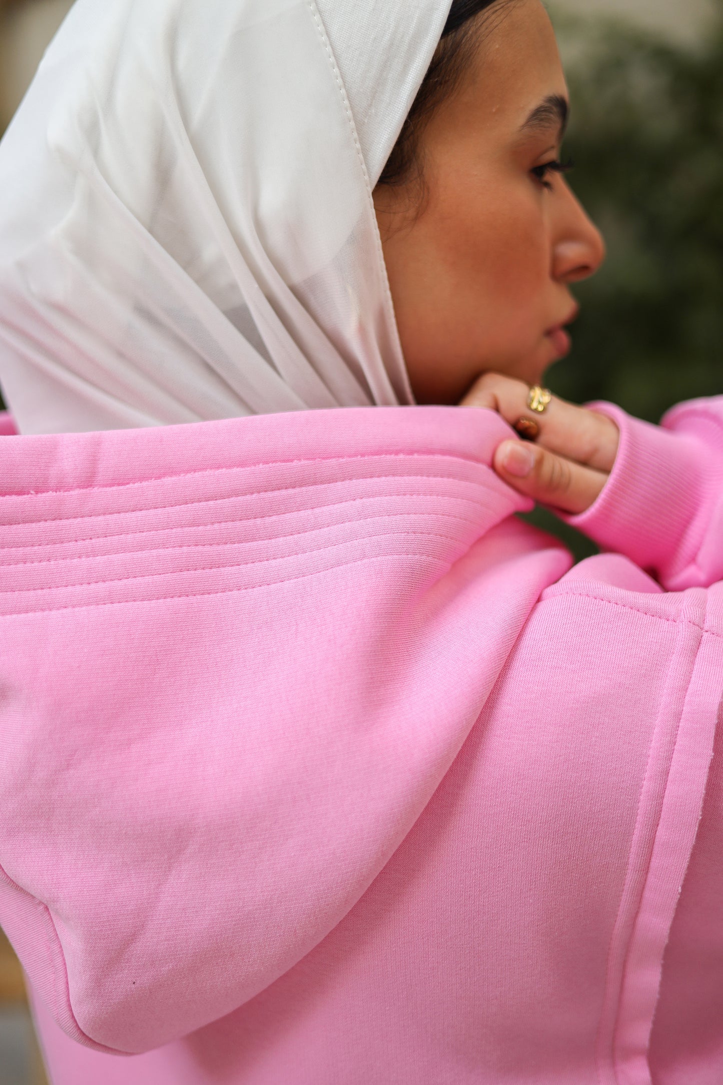 Distressed Hoodi- Pink