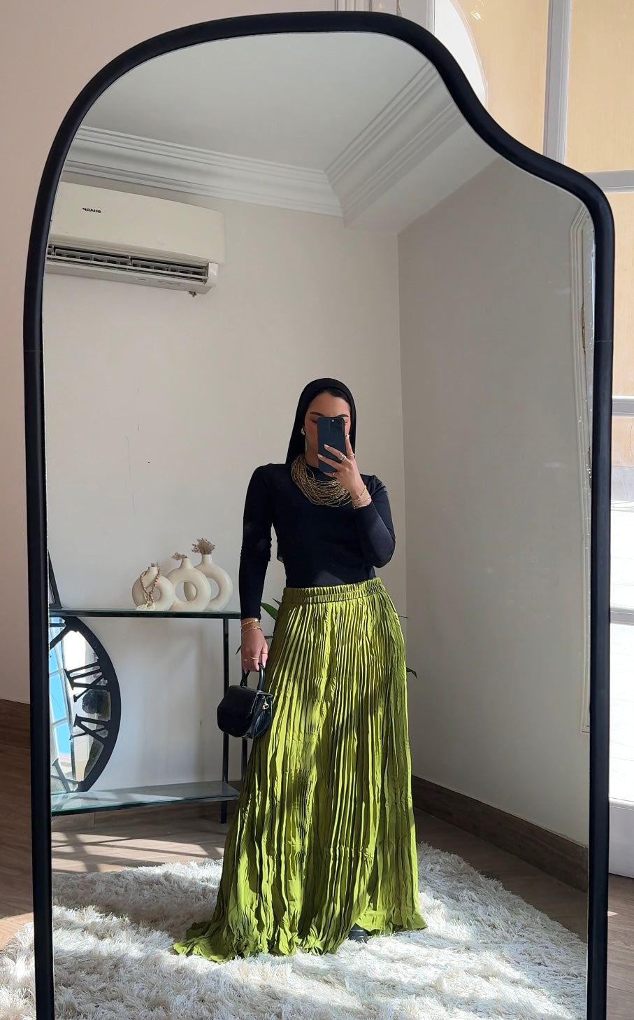 Crushed Skirt-Kiwi