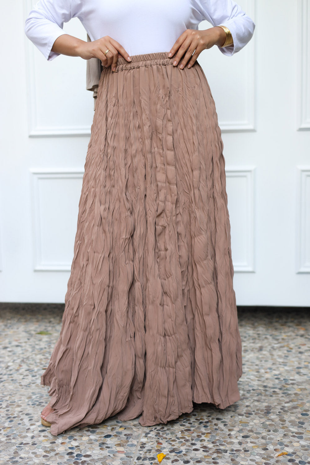 Crushed Skirt- Beige