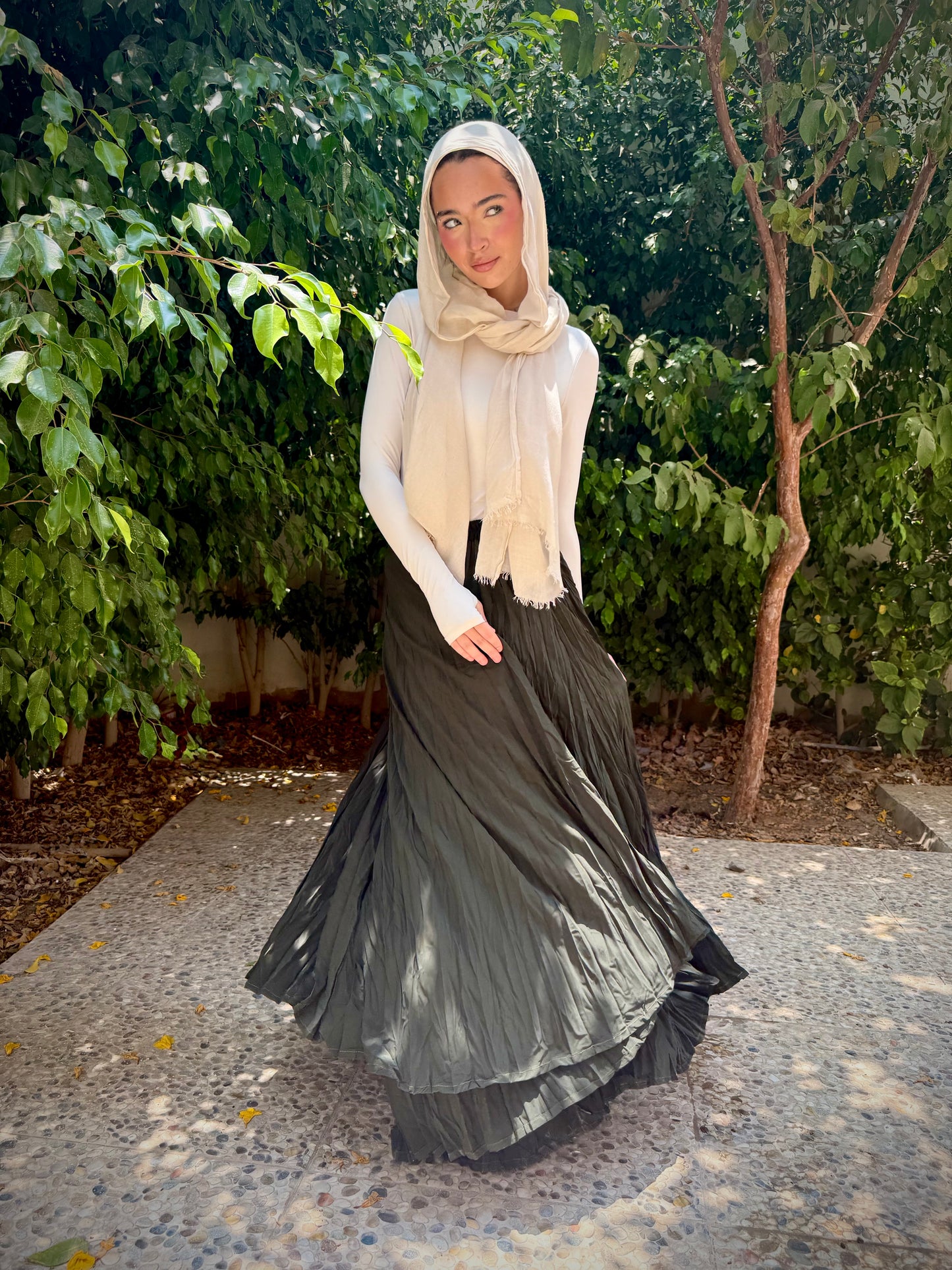 Crushed Skirt- Army green