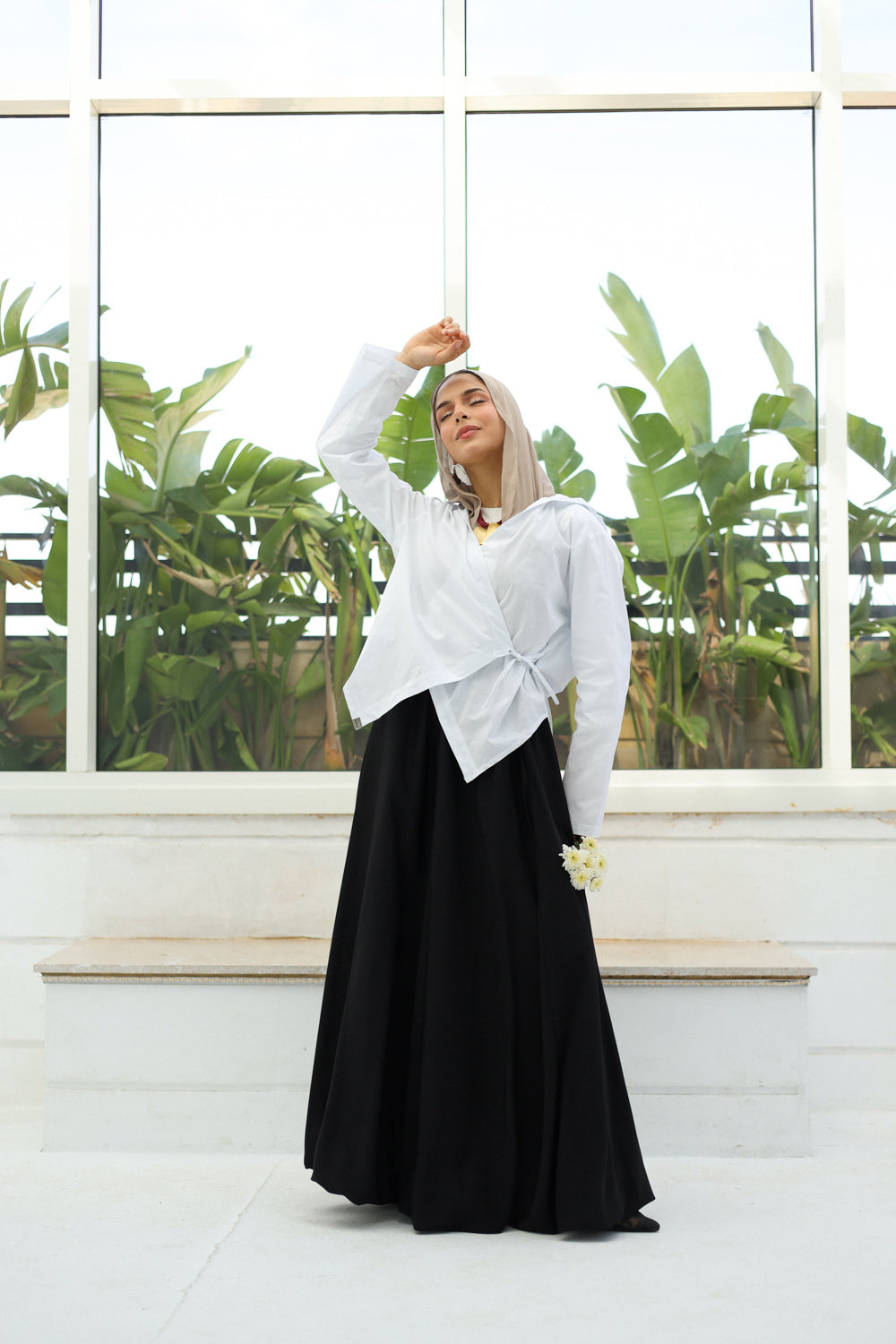 Chic-Cross Poplin Shirt (White)