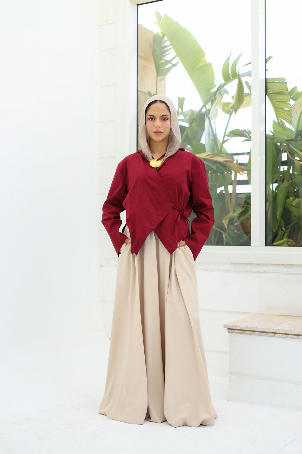 Chic-Cross Poplin Shirt (Burgundy)
