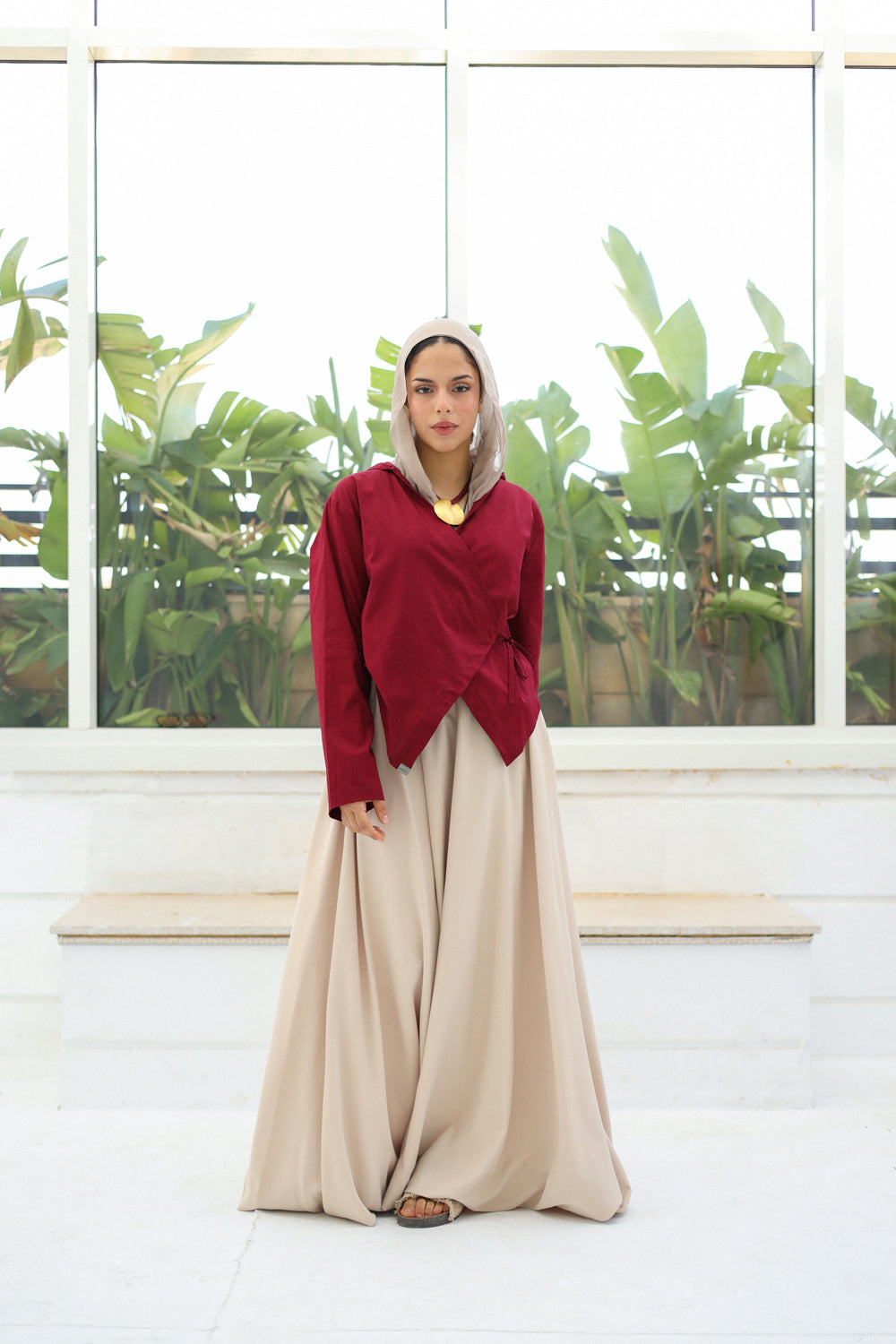 Chic-Cross Poplin Shirt (Burgundy)