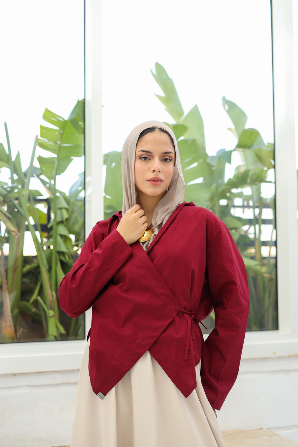 Chic-Cross Poplin Shirt (Burgundy)