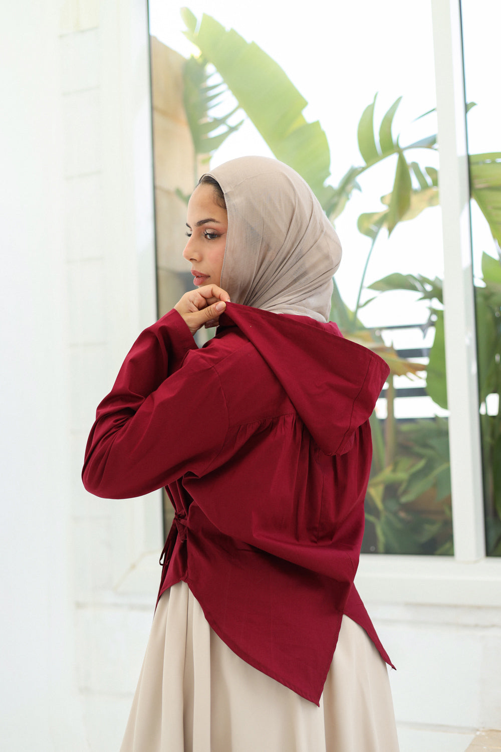 Chic-Cross Poplin Shirt (Burgundy)