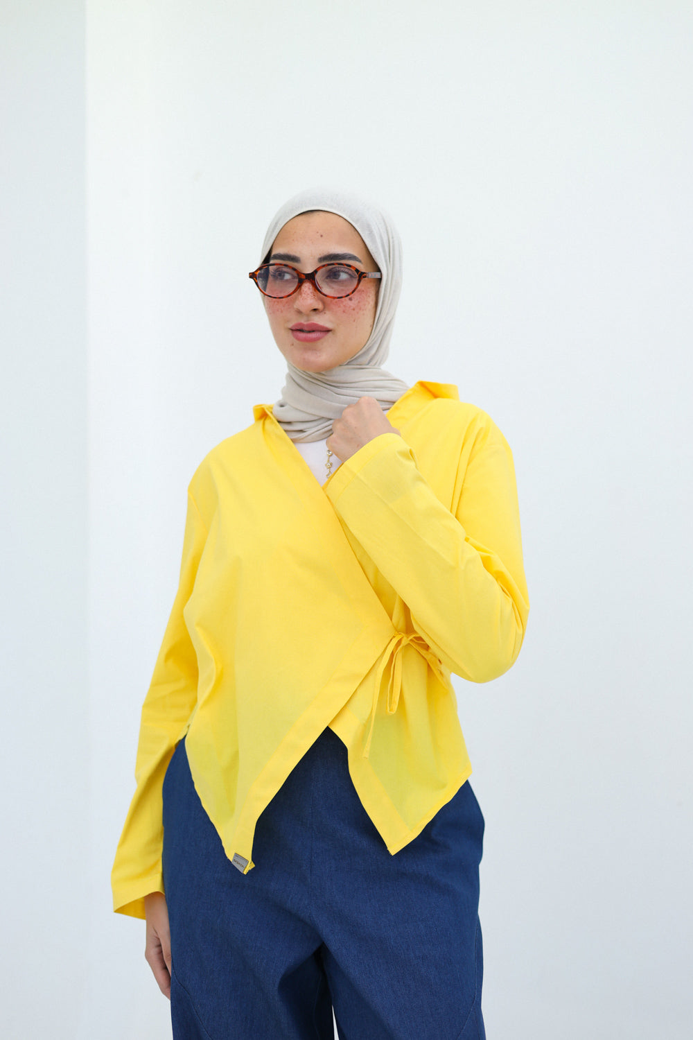 Chic-Cross Poplin Shirt (Yellow)