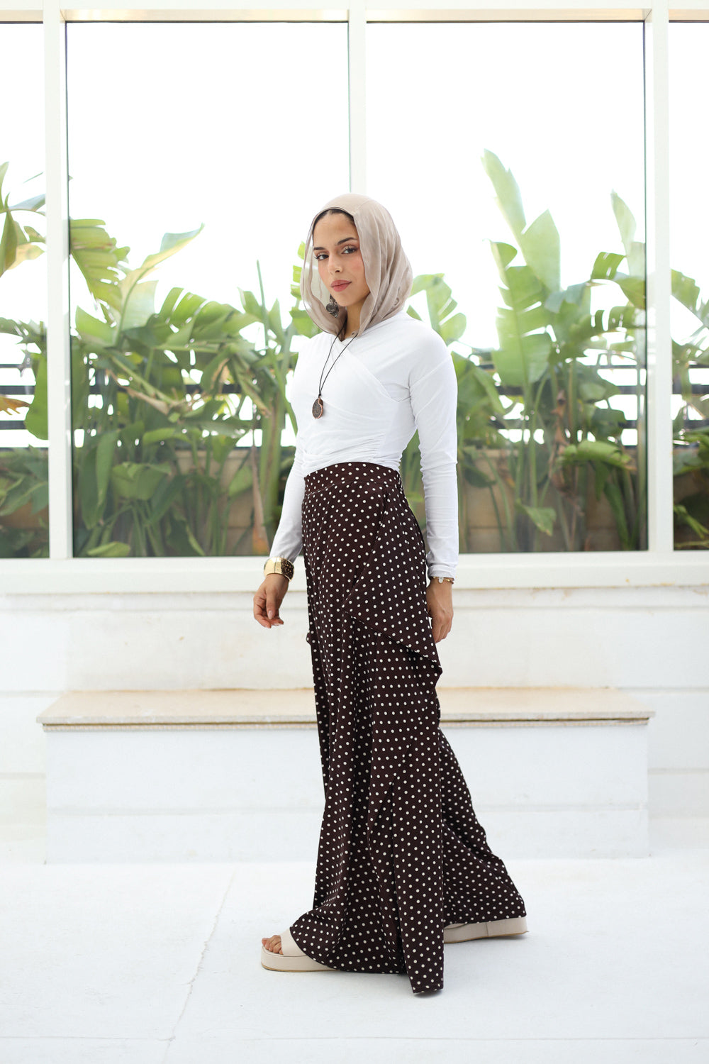 Polka dots Sherwal (Brown)
