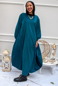 Velvet Balloon dress (Petrol)