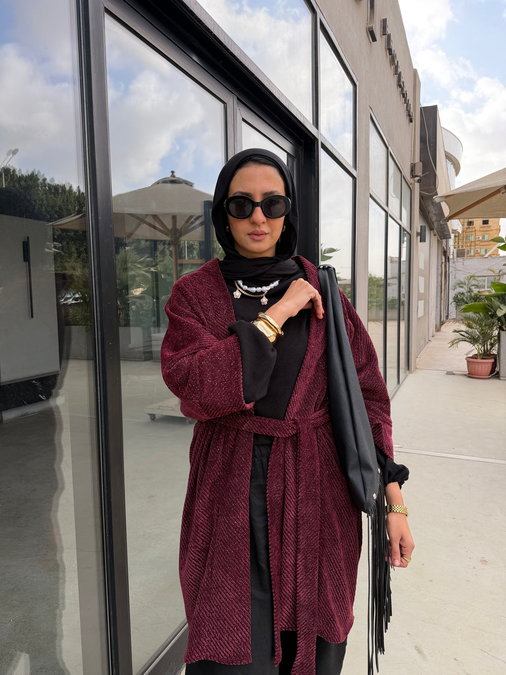 Velvet Cardigan (Burgundy)