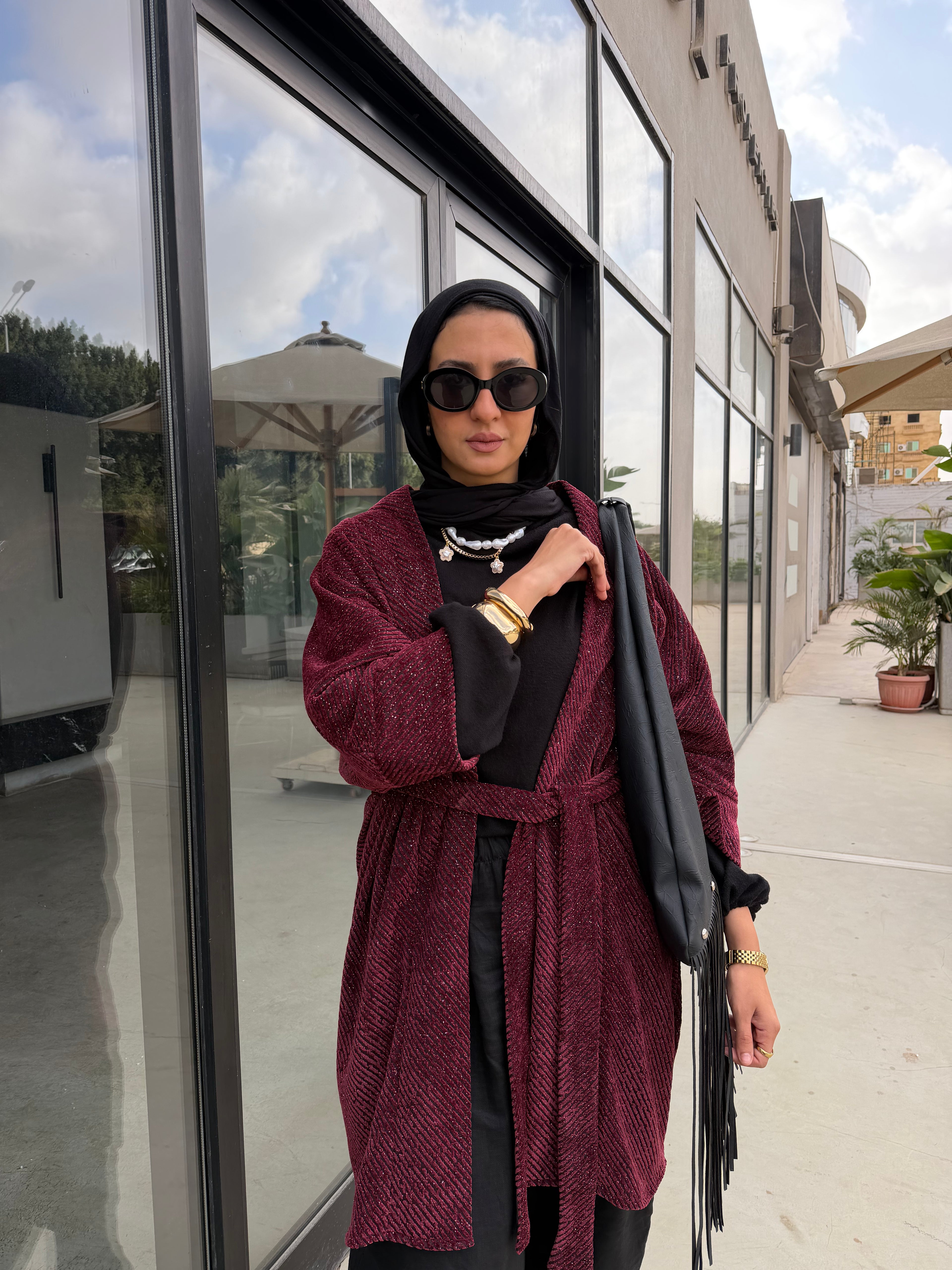 Velvet Cardigan (Burgundy)