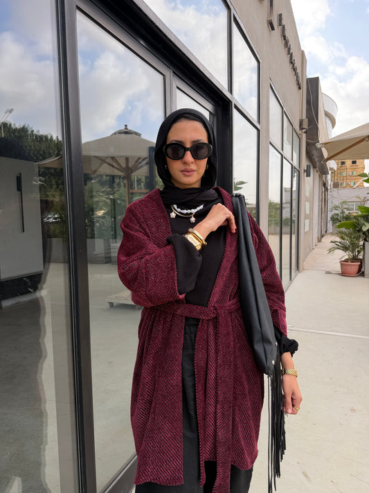 Velvet Cardigan (Burgundy)