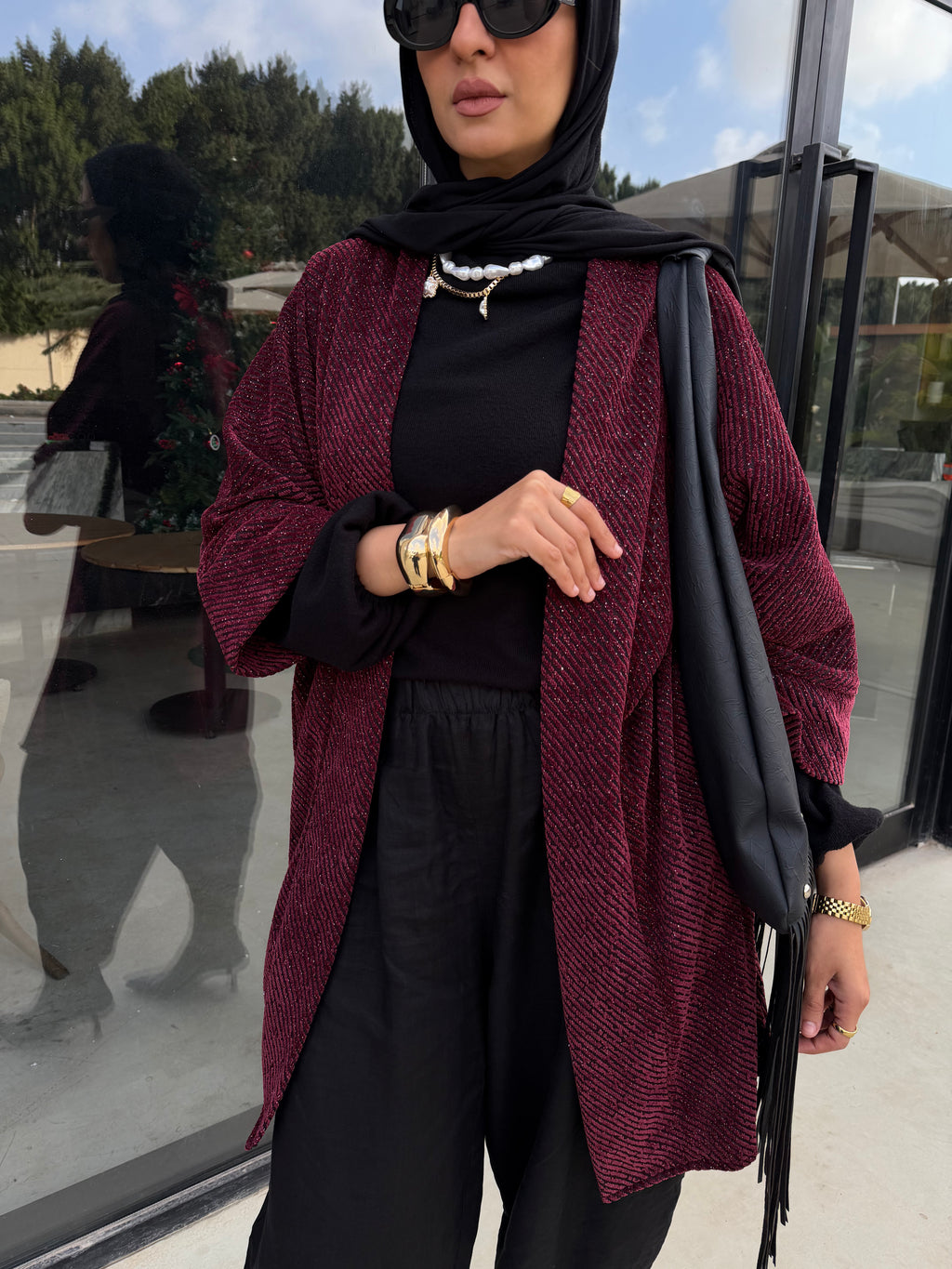 Velvet Cardigan (Burgundy)