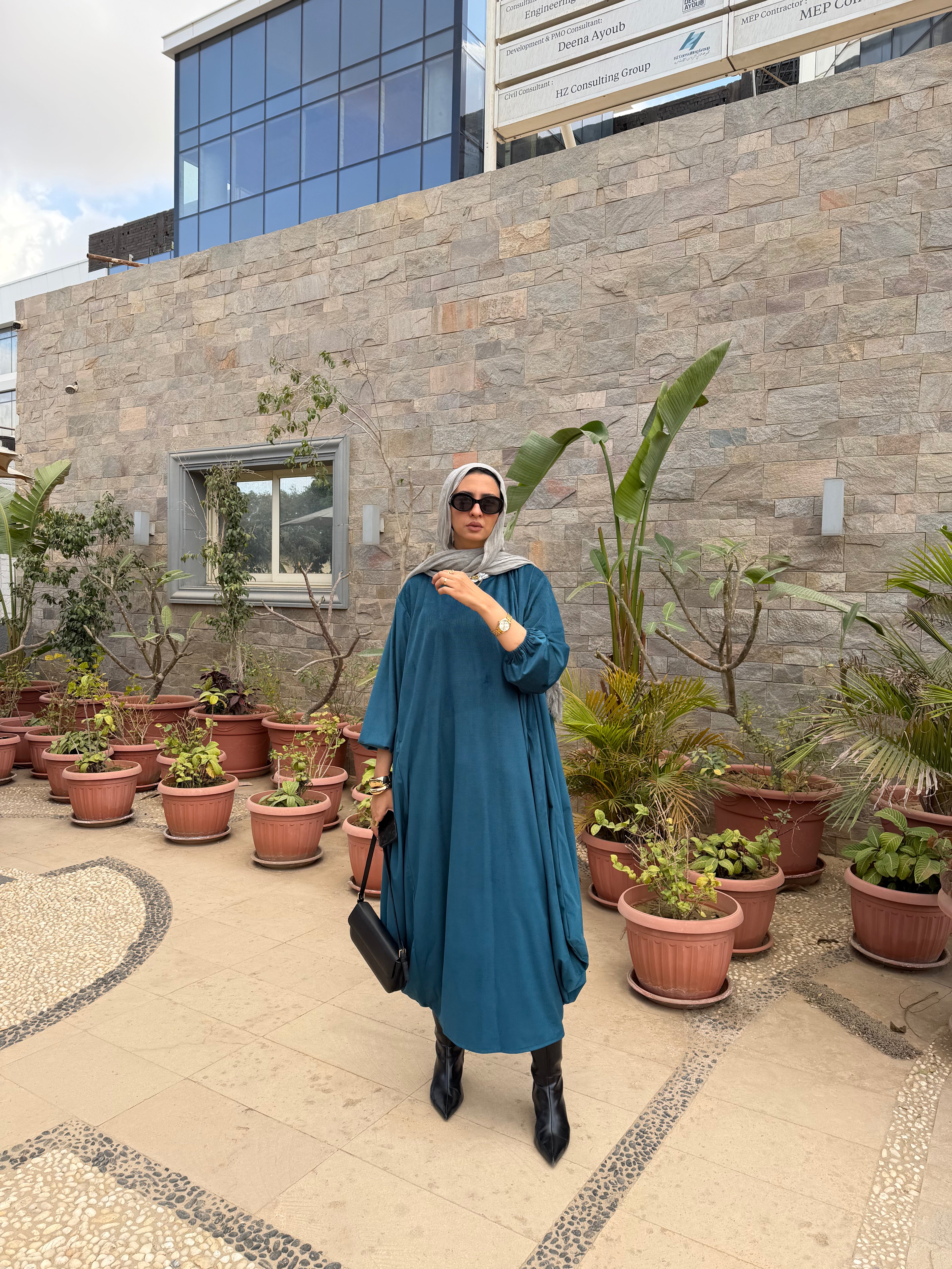 Velvet Balloon dress (Petrol)