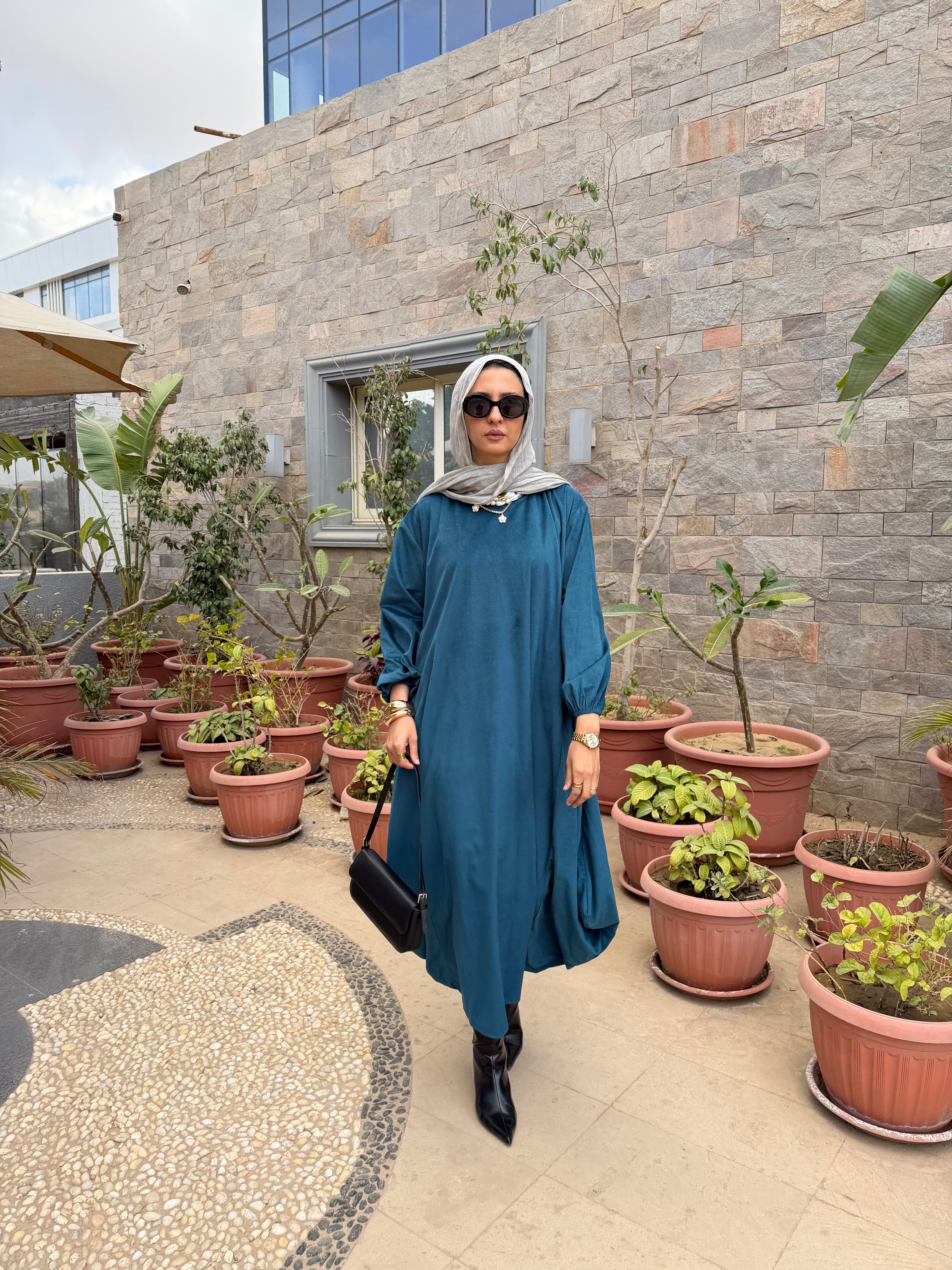 Velvet Balloon dress (Petrol)