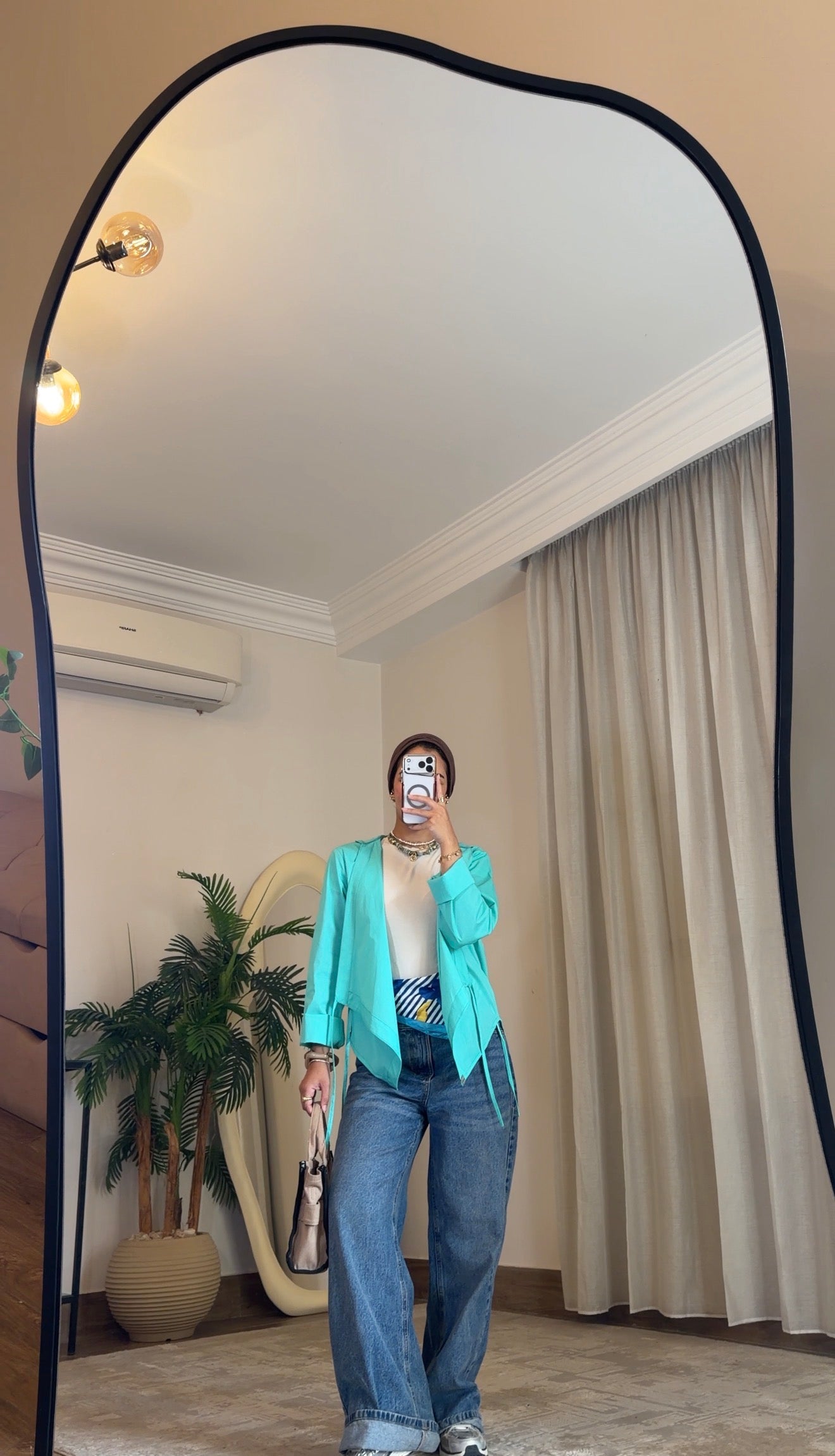 Chic-Cross Poplin Shirt (Turquoise)