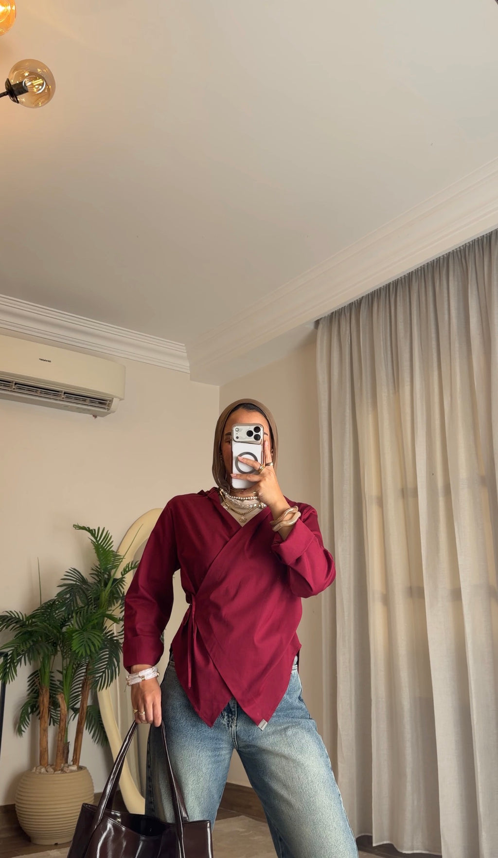 Chic-Cross Poplin Shirt (Burgundy)