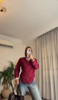 Chic-Cross Poplin Shirt (Burgundy)