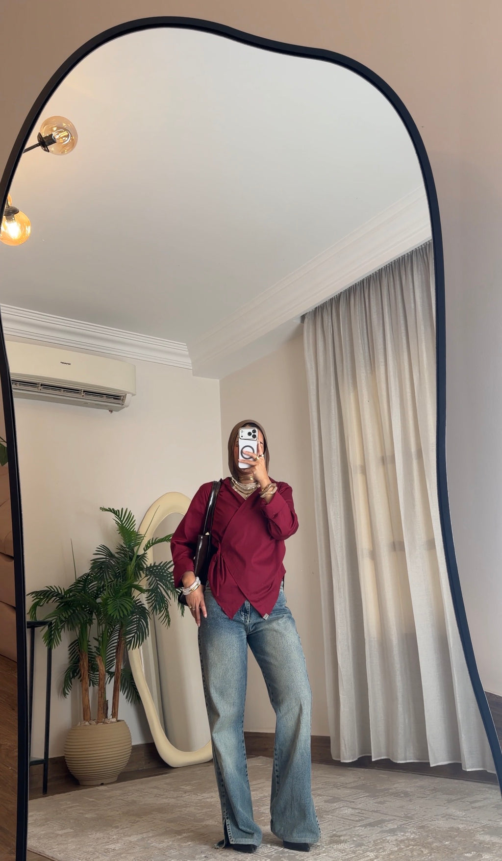 Chic-Cross Poplin Shirt (Burgundy)