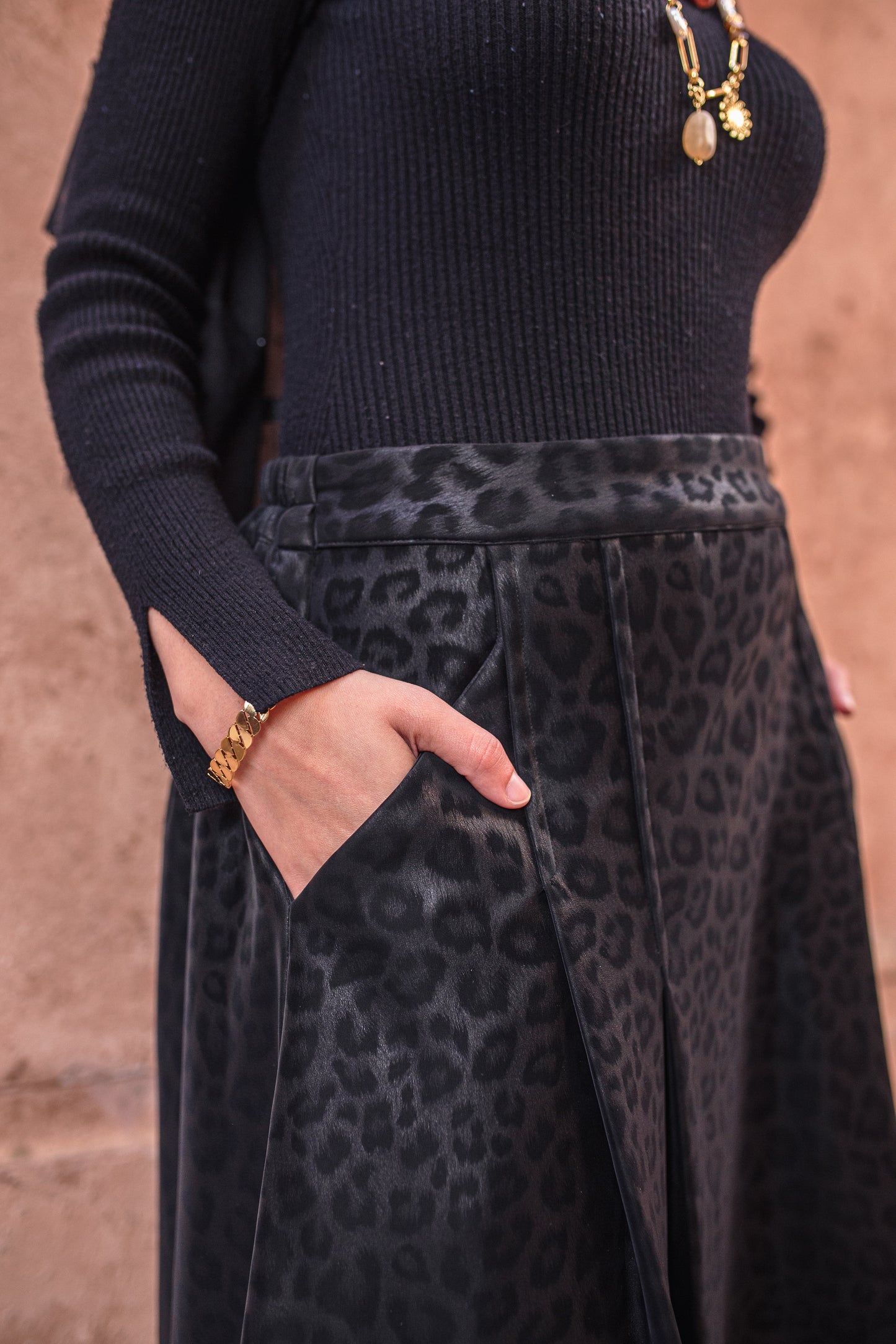 Leopard leather skirt