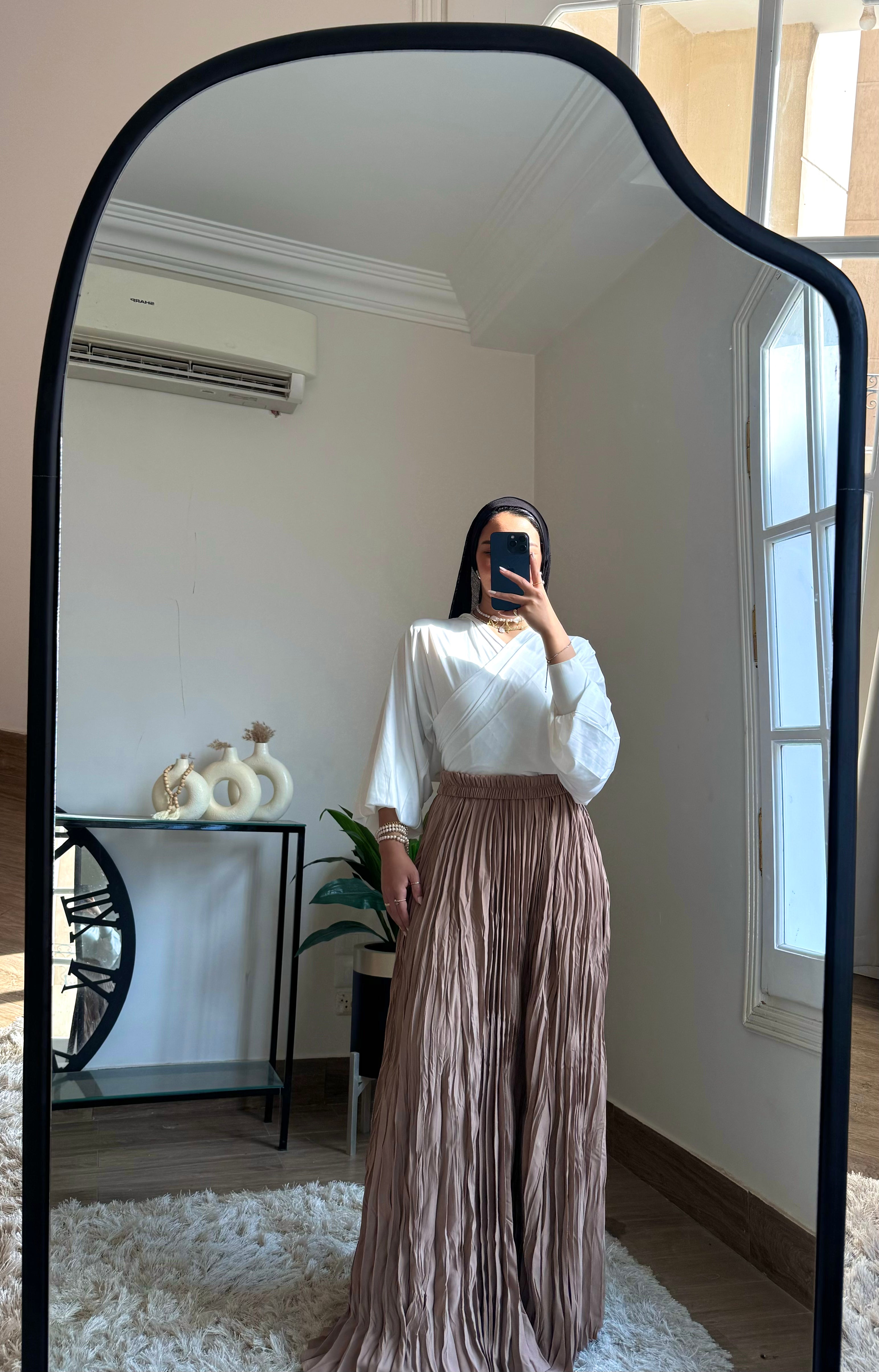 Crushed Skirt- Beige