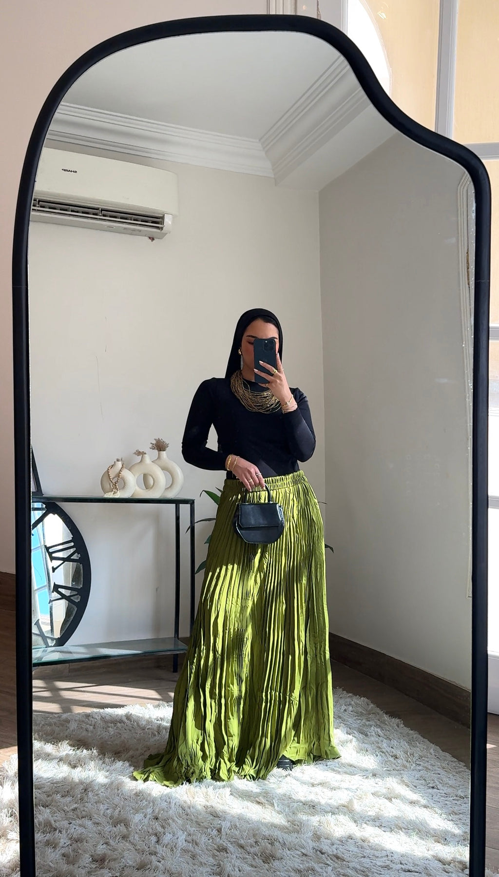 Crushed Skirt-Kiwi