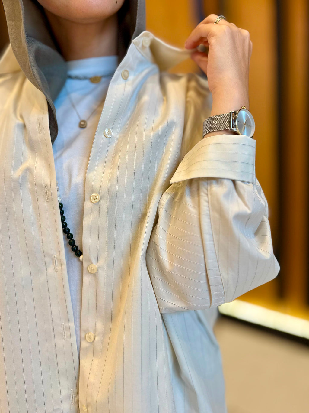 Stripes Shirt-Light Beige