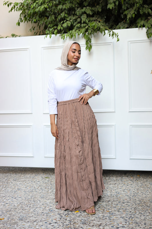 Crushed Skirt- Beige
