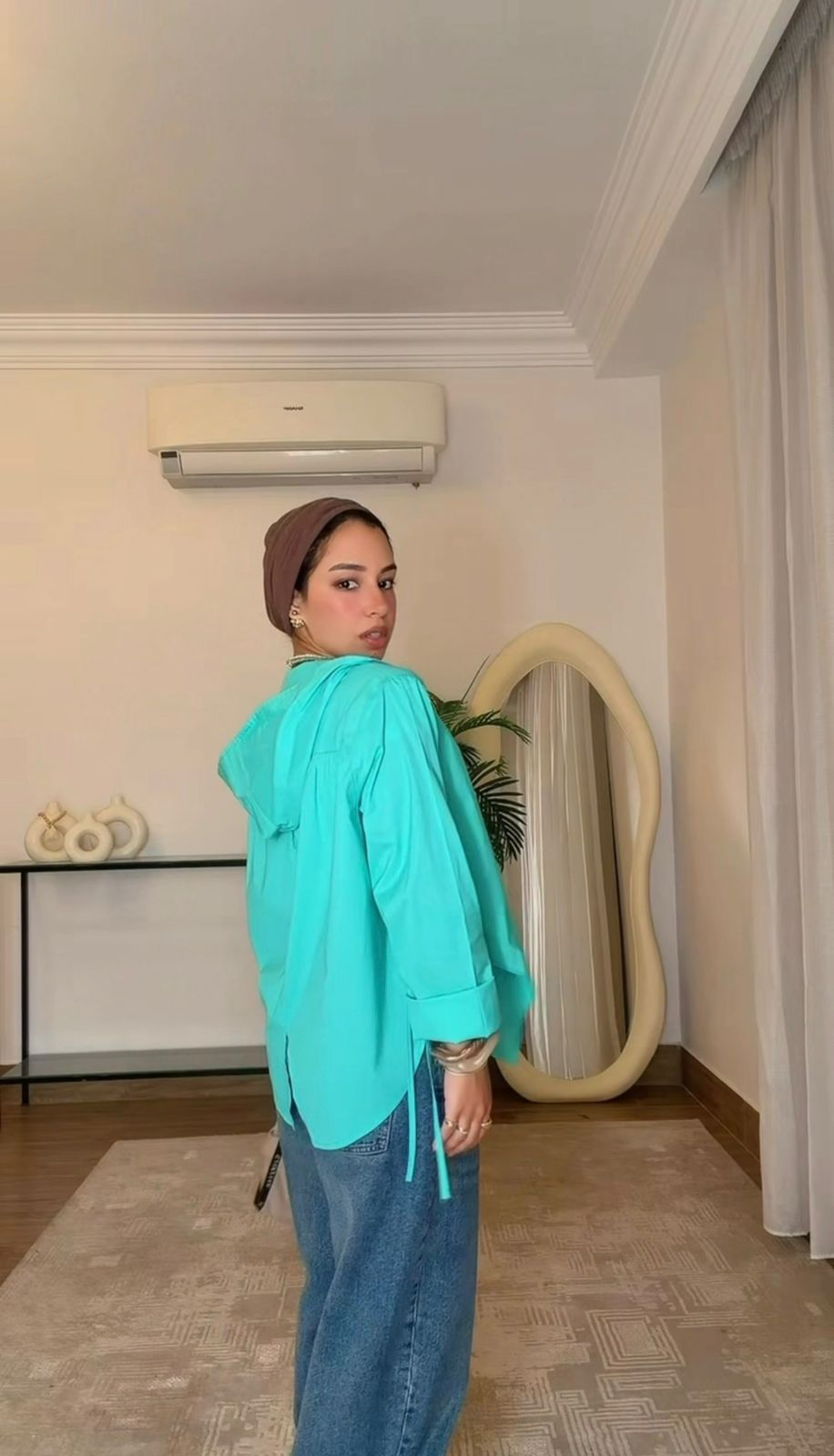Chic-Cross Poplin Shirt (Turquoise)