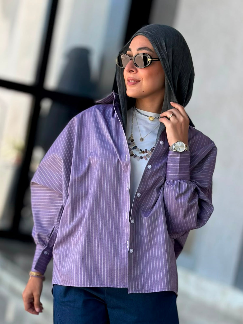 Stripes Shirt-Purple