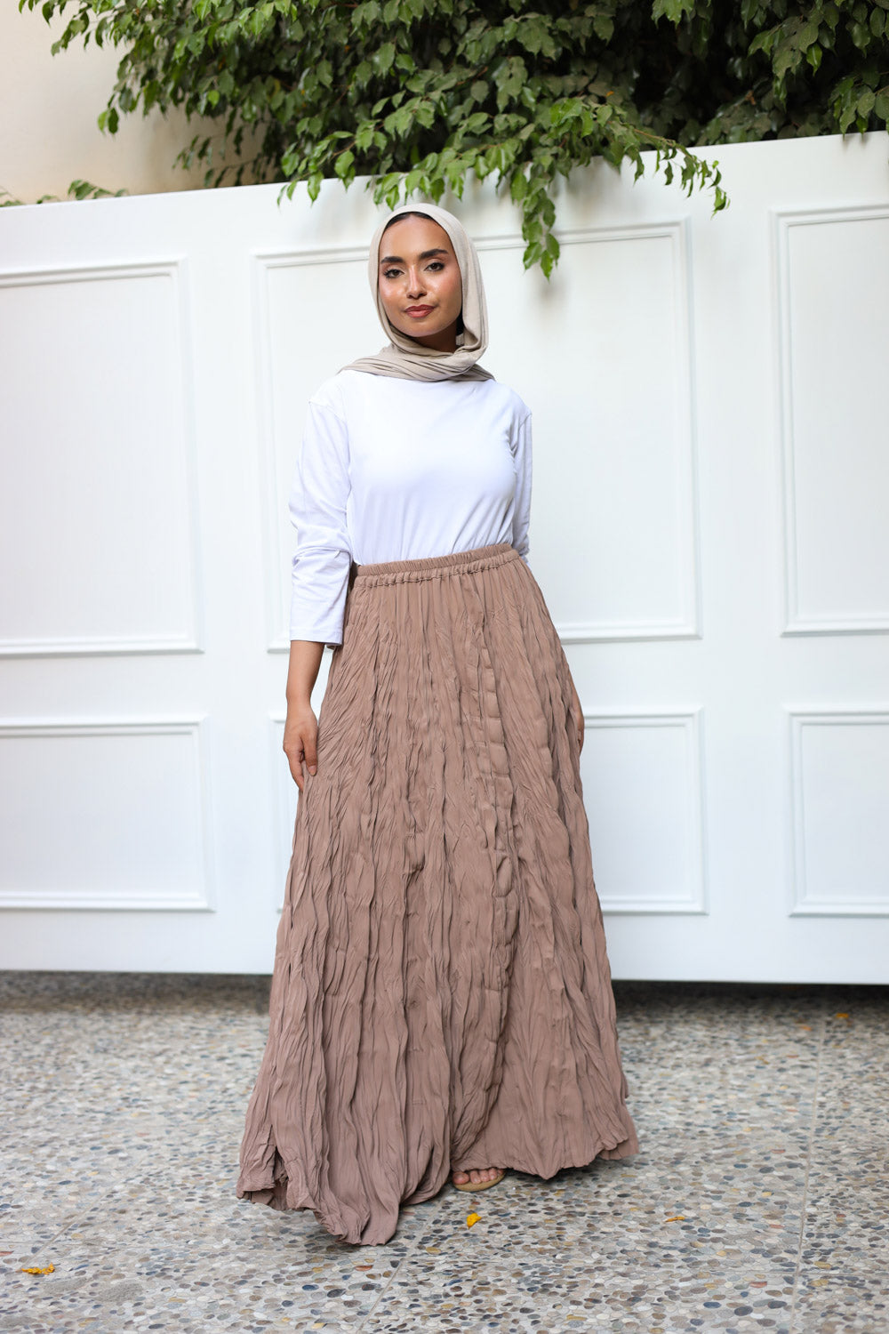 Crushed Skirt- Beige