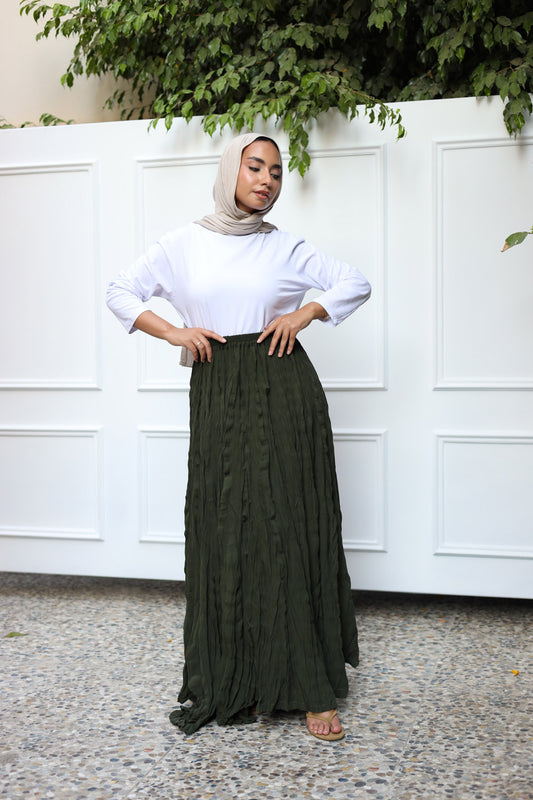 Crushed Skirt- Army green