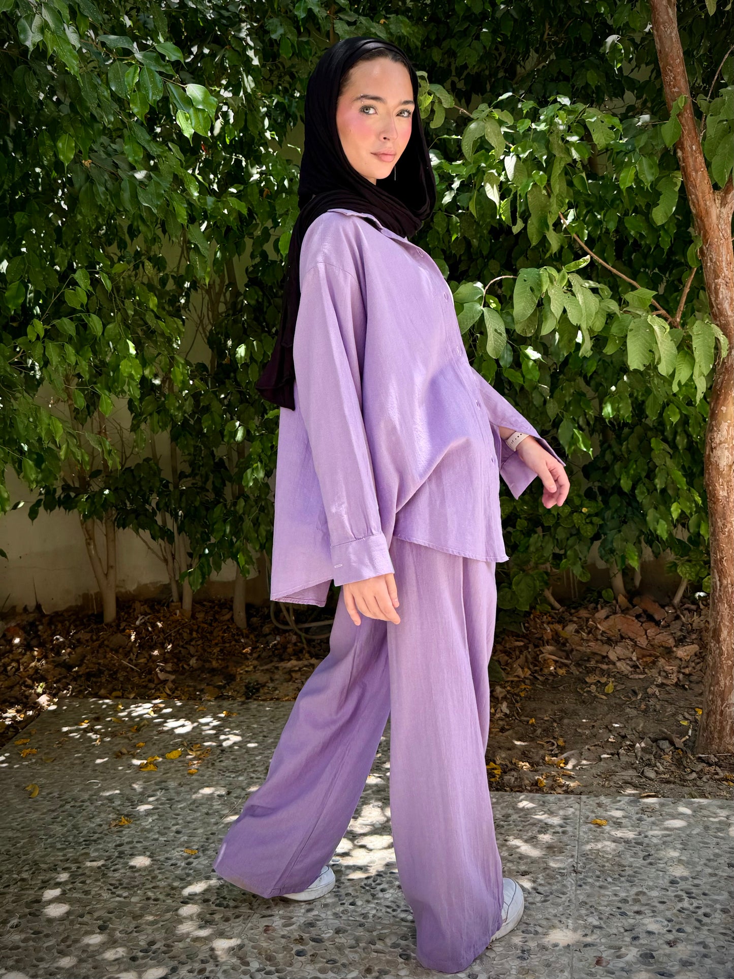 Essential linen Shirt-Lilac