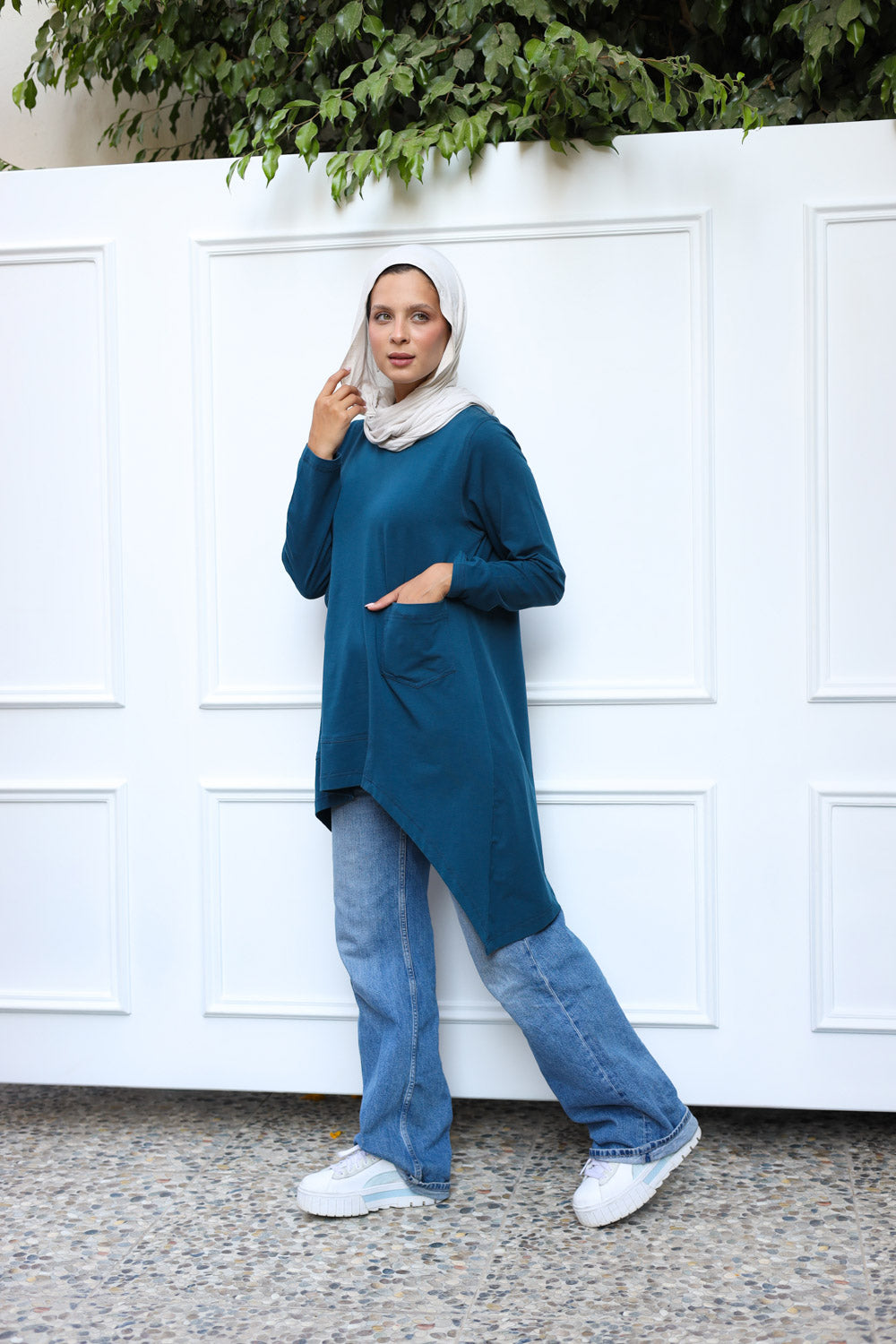 Cotton T-shirt Petrol