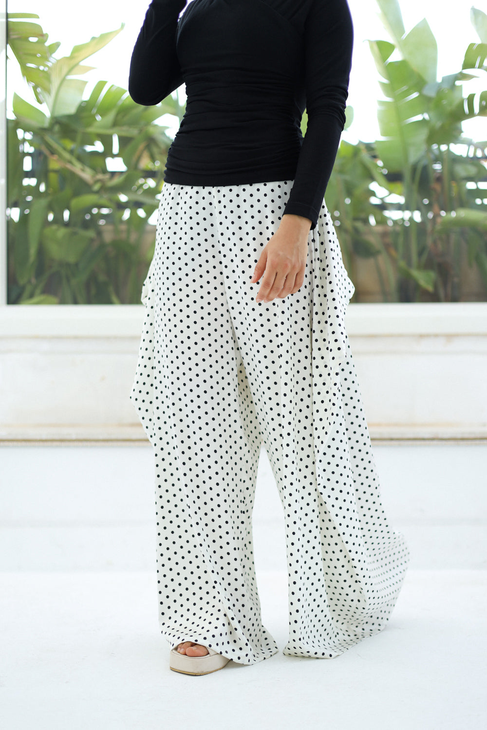 Polka dots Sherwal (White)
